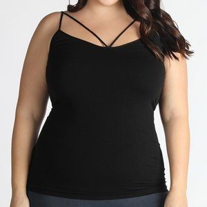 Plus Size Black Deep V Camisole